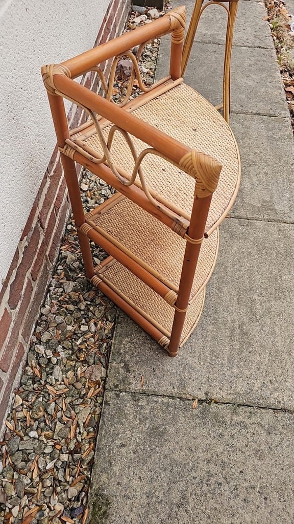 Vintage bamboo corner shelf 