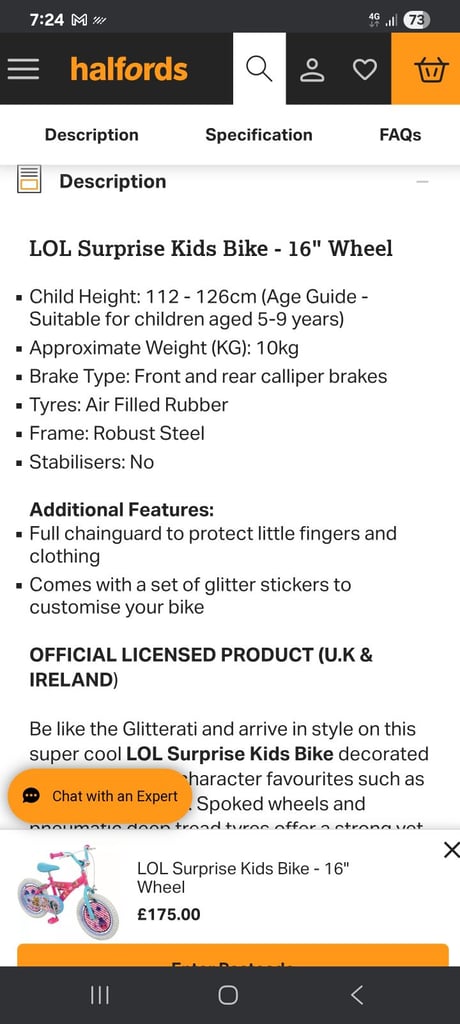 Kids bike lol surprise childrens bike