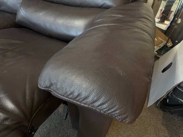 3 Seater Leather Power Recliner Sofa and Footstool Chaise/Corner