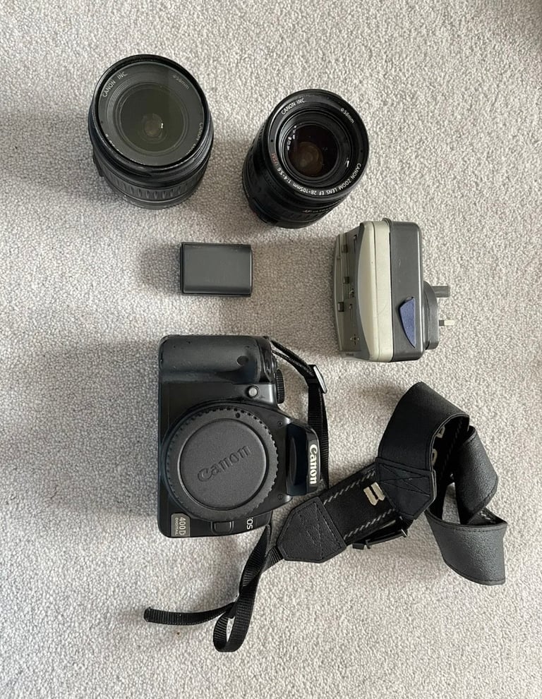 Canon EOS 400D Camera + 1855mm lens + 28105mm lens + Camera Bag in