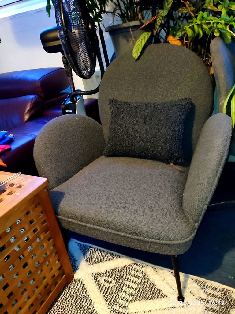 image for Boucle Charcoal Grey Armchair 