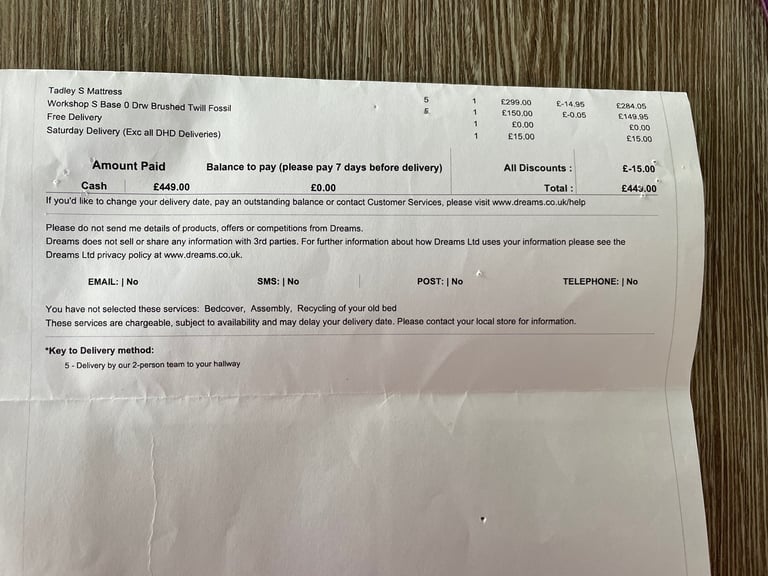NEW UNUSED SINGLE BED MATTRESS AND BASE COST £434