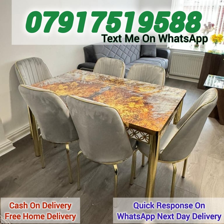 image for New Beautiful Dining Table With 4 / 6 Chairs For SALE