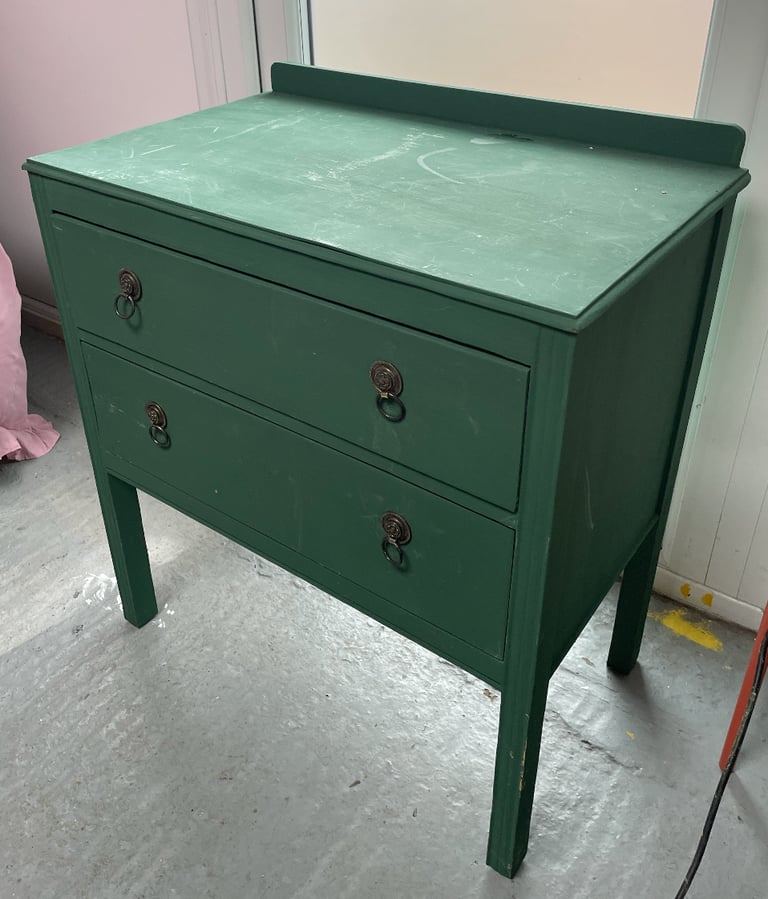 Green painted wooden drawers