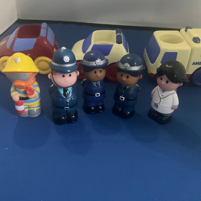 Happy Land Police station and Fire station with vehicles and figures