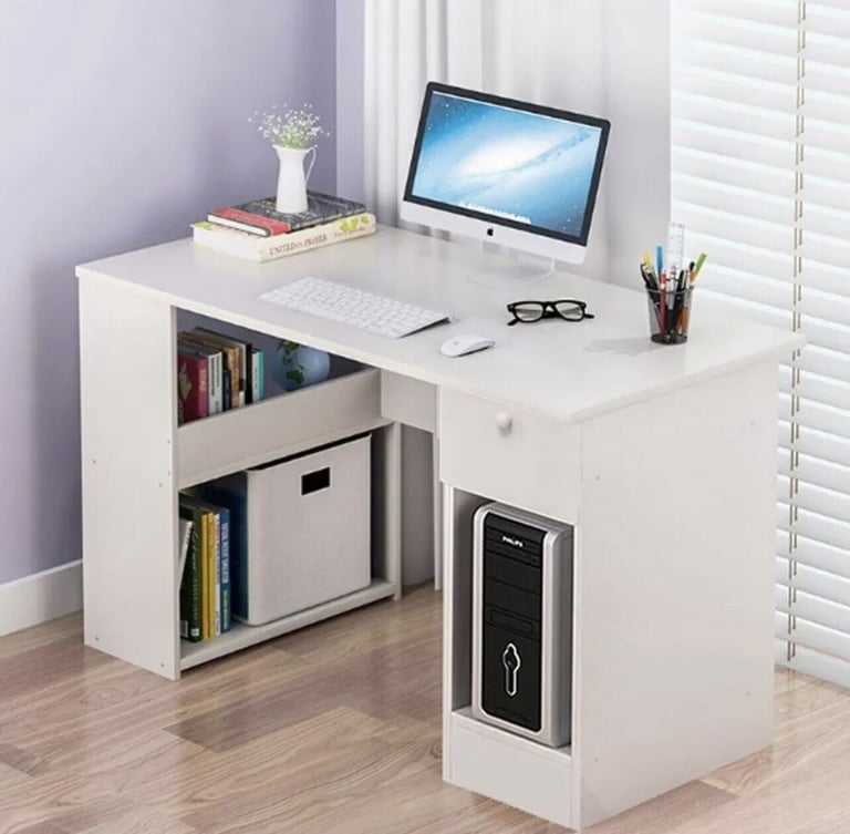 NEW Corner Computer Desk Study Table PC Work w/ Storage Shelf Drawer Office