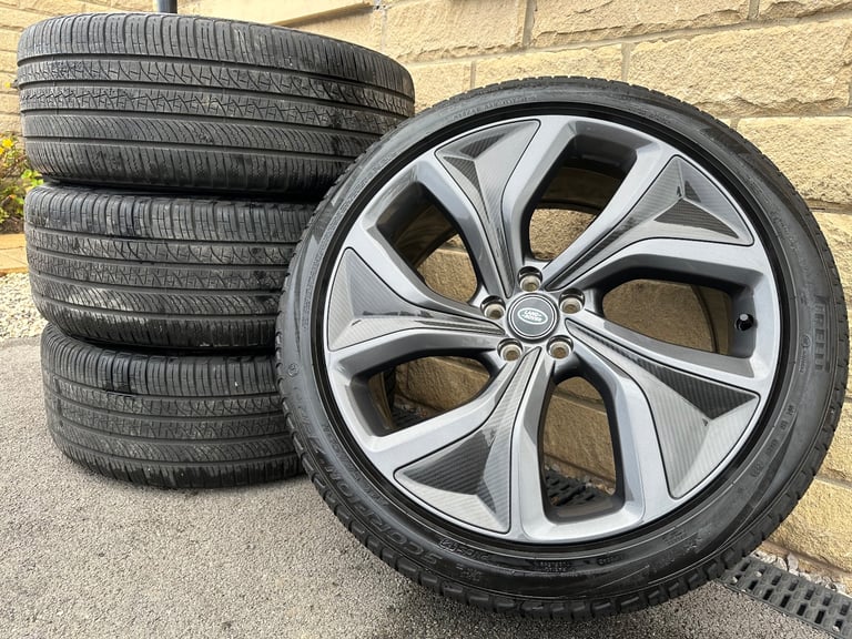 Genuine Range Rover NEW 23" Carbon Fibre alloy wheels Style 5128 & 7mm+ Pirelli Scorpions & TPMS!