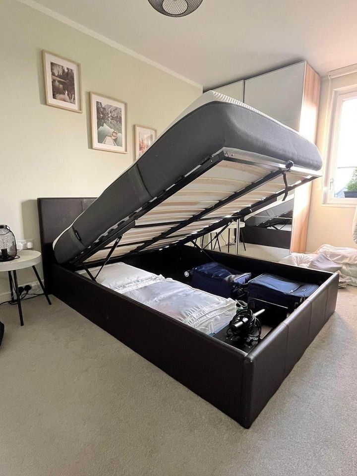 ]] Low Price - Small Double / Double Size Leather Ottoman Storage Bed - Optional Mattress - COD ]]