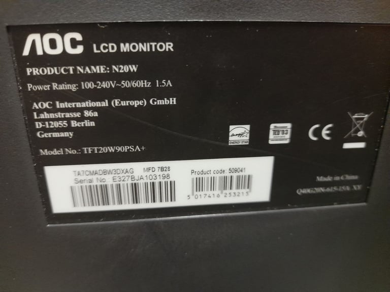 AOC lcd monitor W20W