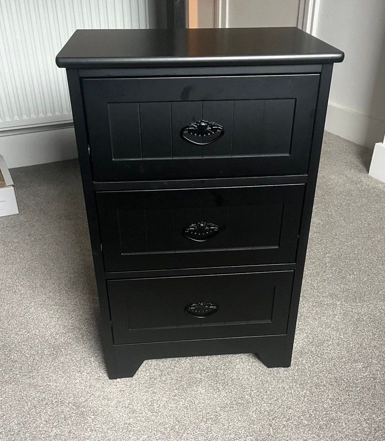 image for Bedside table 3 drawer (black)