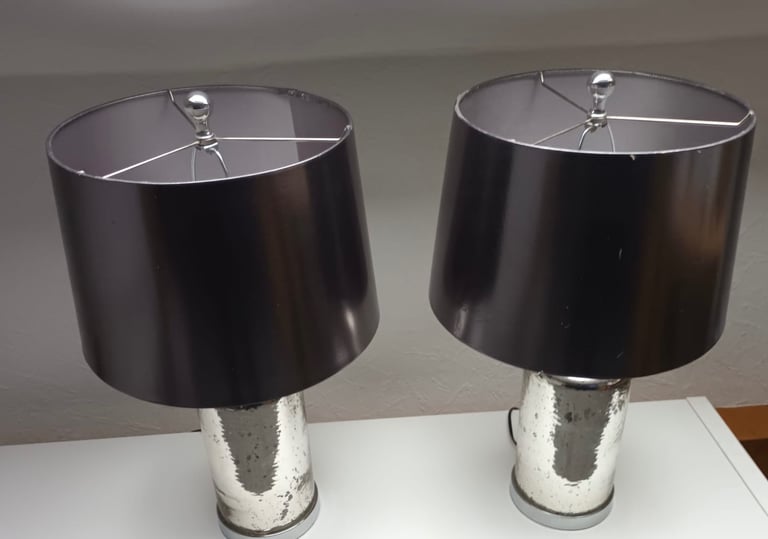 2 Silver Table Lamps 
