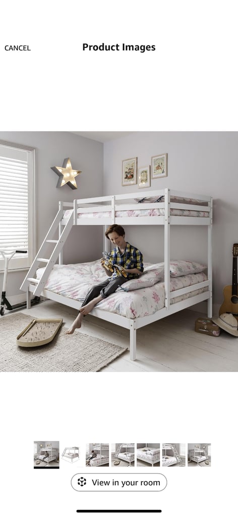 Triple bunk bed with double mattress 
