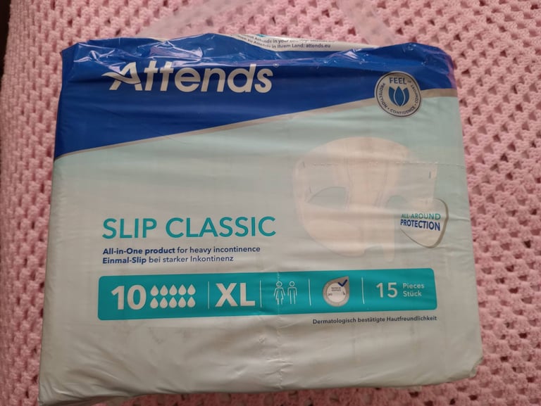 Tena Proskin Slip Plus x30 size M, 3x Attends Slip Classic size XL 15 Pack Disposable Adult Nappies