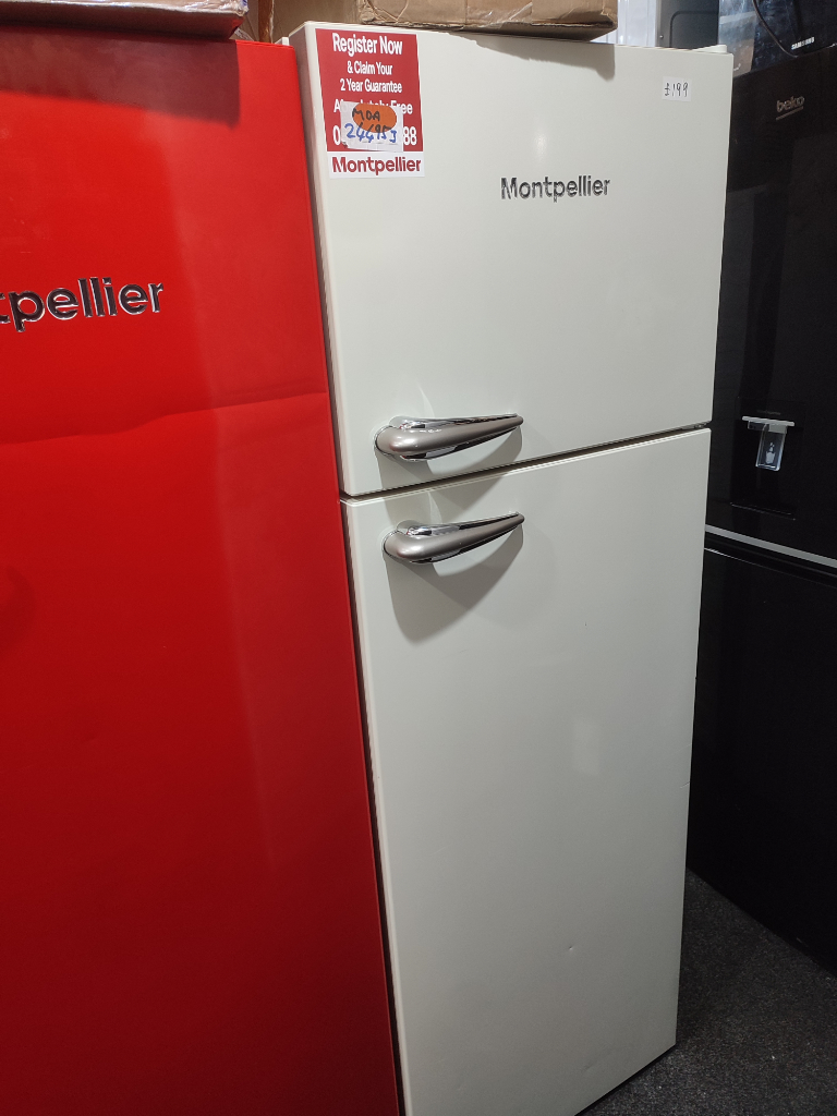 Montpellier MAB2035R Undercounter Retro Fridge Freezer in Red - Montpellier  Domestic Appliances Ltd