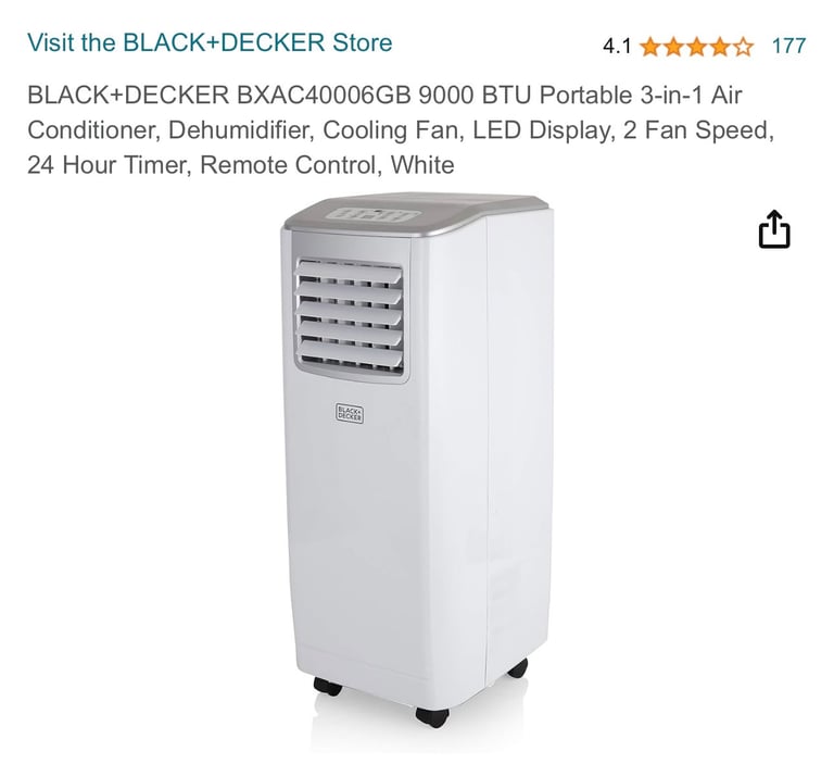 black & decker bxac40006gb 9000 btu