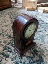 Antique Edwardian Mahogany Dome Top Boulle Balloon Mantle Clock

