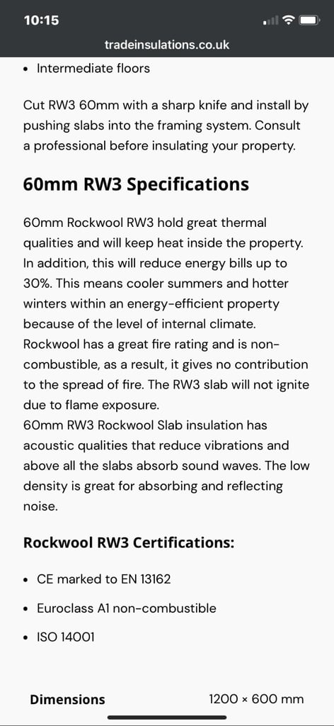 Rockwool RW3 Acoustic Insulation