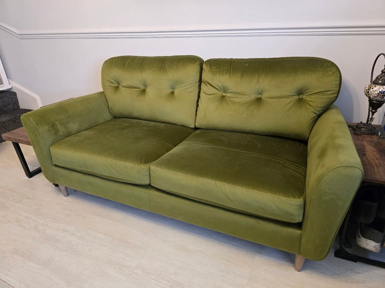 2 x Dunelm three seater velvet sofas
