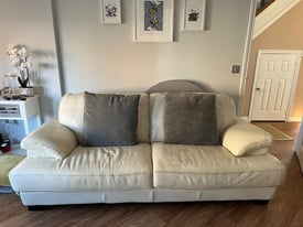 Cream leather sofa and armchair 