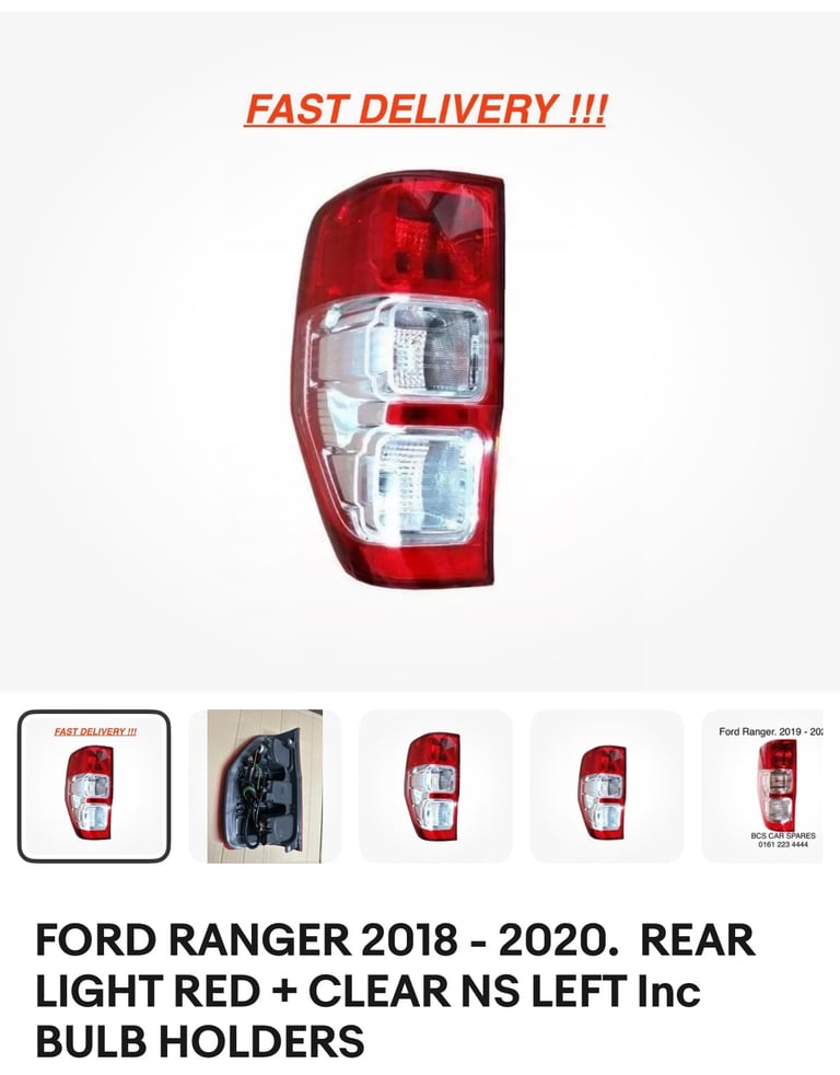 image for Ford Ranger.  Rear light. Passenger outer.  2018 - 2021.  Facelift 