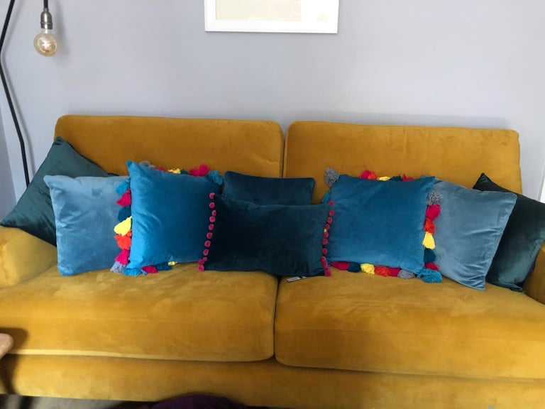 4 seater sofa mustard yellow 