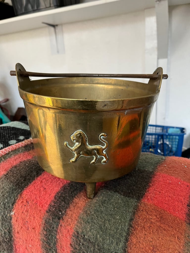 image for Vintage brass cauldron