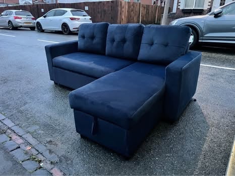 Corner sofa 🛋bed 🛌with storage reversible blue dark brand new available delivery extra cost