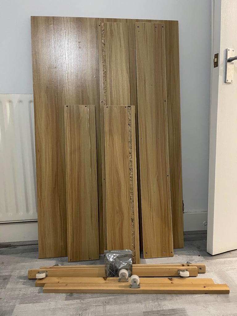 image for Under-Bed Double Drawer – Solid Wood, Pre-Drilled Panels with Wheels