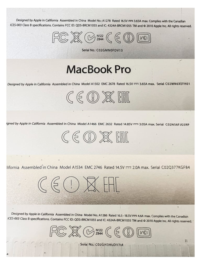 5 Mac Book laptops 