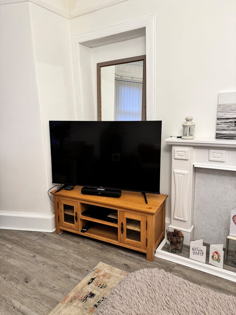 Solid oak TV unit 