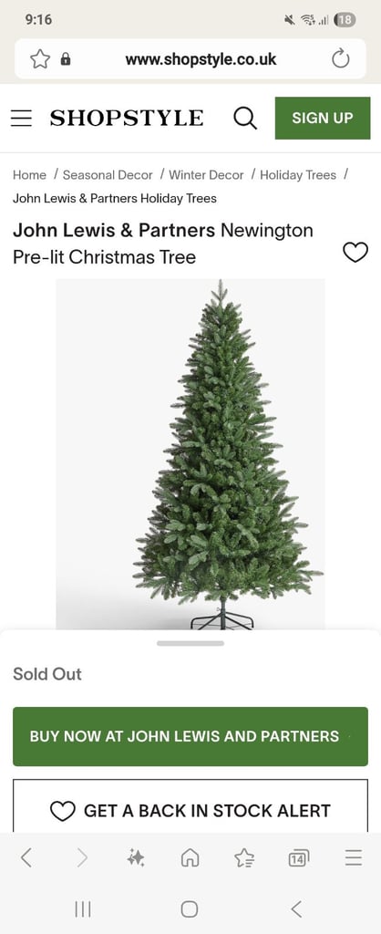 John lewis Newington pine natural look 7ft pre lit christmas tree.brand new