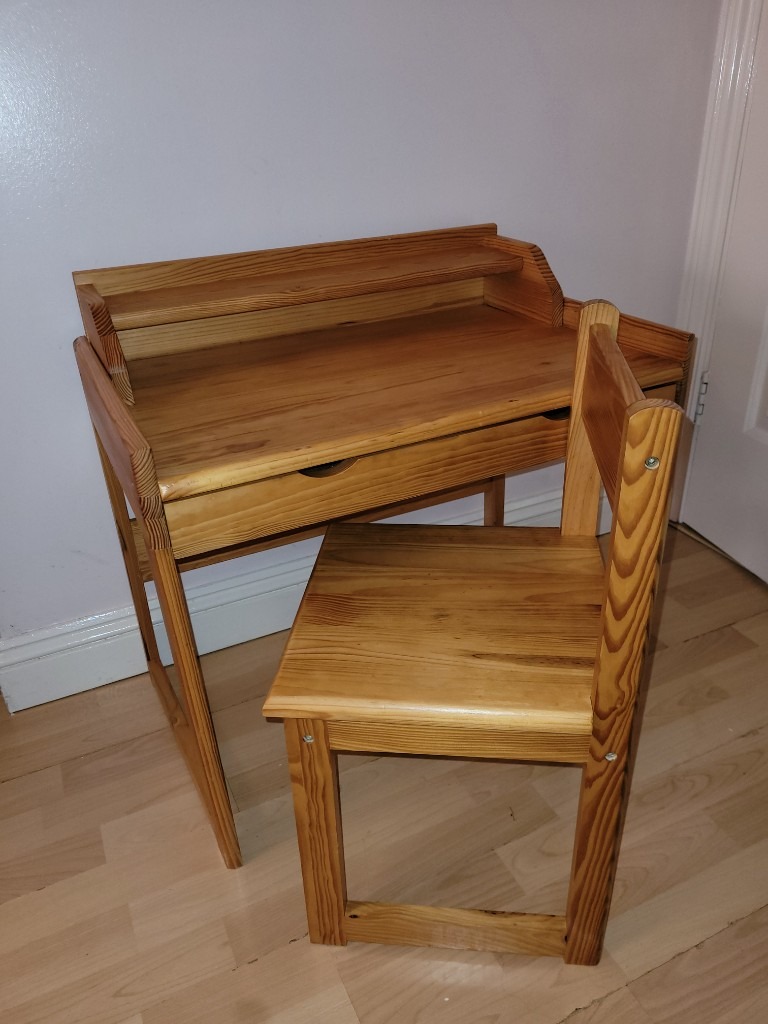 Childs Wooden Desk and Chair