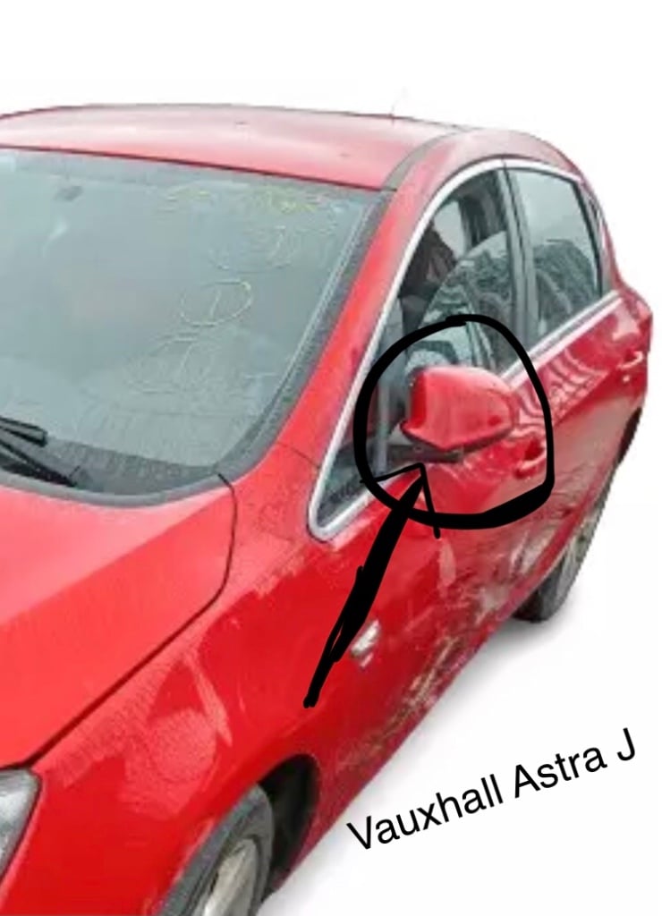 Vauxhall Astra J. Red Door mirror left side. 