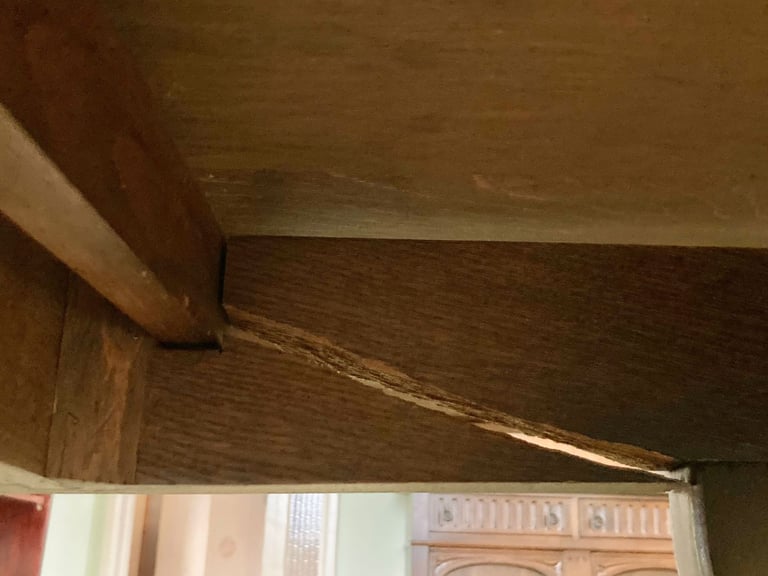 Dark mahogany finish dining table and six chairs