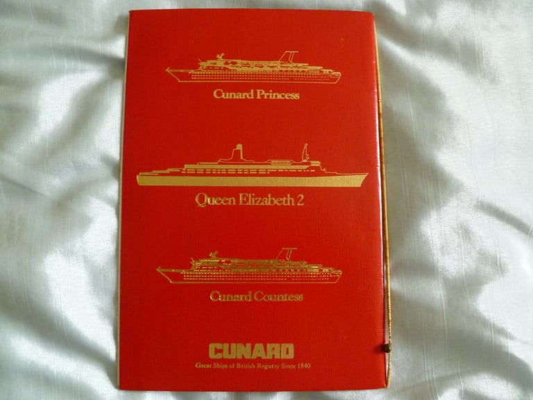 Queen Elizabeth 2, Pocket Companion and Wine List, plus Cunard Countess and Princess Deck Plans.
