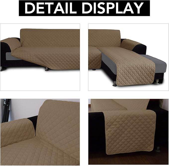 NEW Quilted reversible water resistant L Shape Sofa Cover - colour Camel