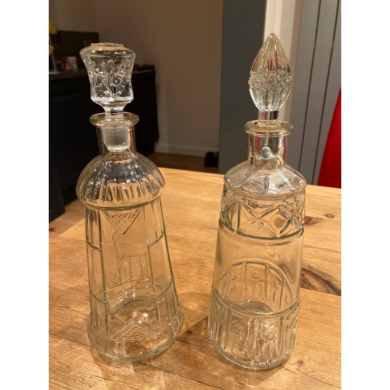Pair glass drink decanters