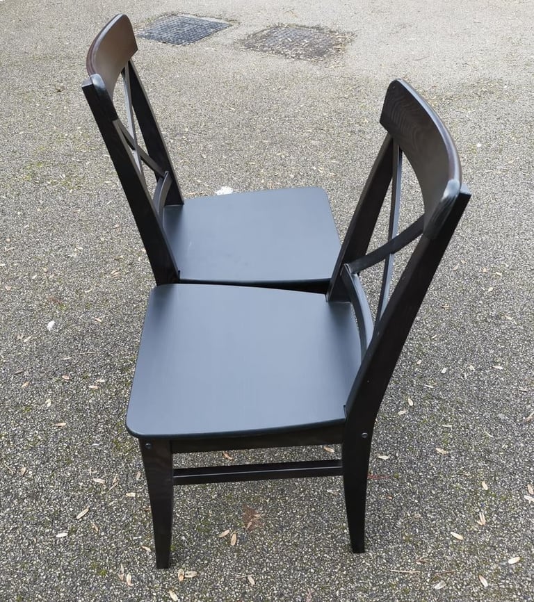 2 IKEA Ingolf Black Chairs FREE DELIVERY 075