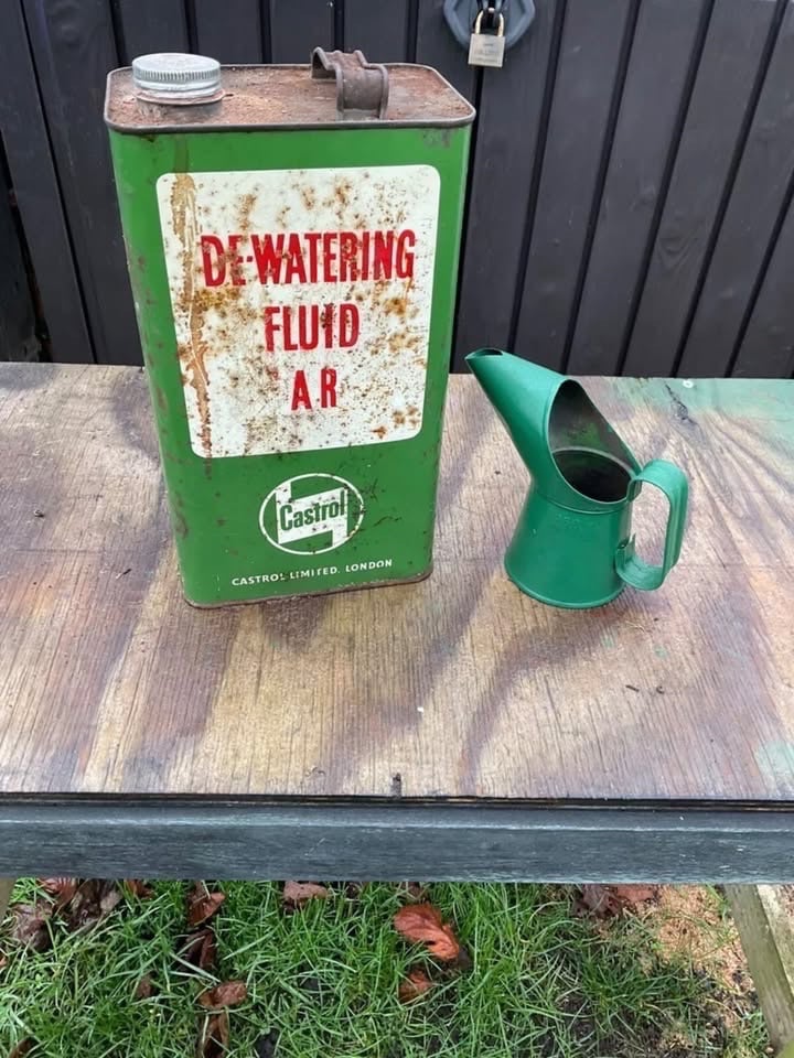 image for Vintage Castrol 1 Imperial Gallon De - Watering Fluid A R Can (Empty) & 250ml Oil Pourer
