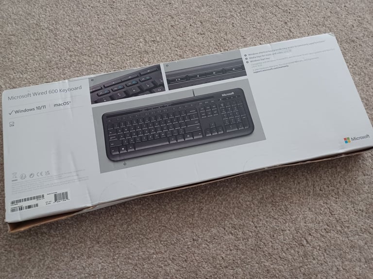 Microsoft Wired Keyboard 600, UK Layout - Black - Brand New & Boxed