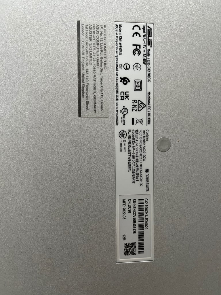 ASUS CX1700CK NOTEBOOK