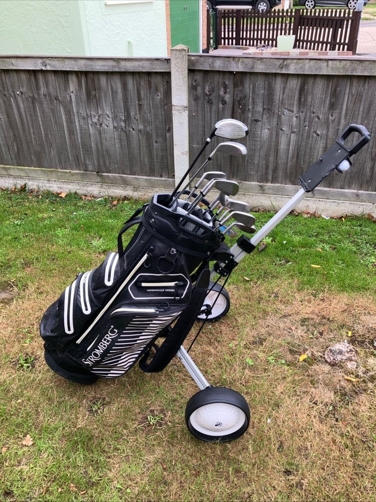 image for Men’s Golf Club MacGregor Driver Lynx 3 Wood Irons Sw Pw Putter Bag & Trolley 