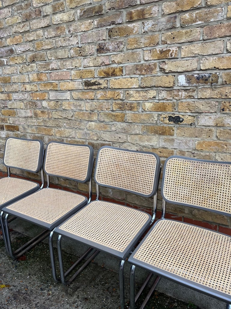 Rare Set of 4 vintage Bauhaus Marcel Breuer grey Cesca dining chairs