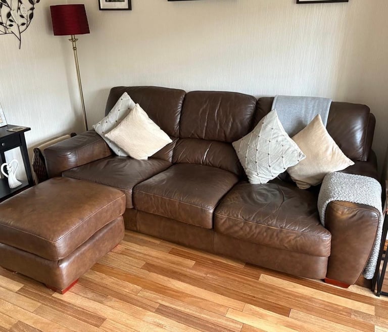 image for Dark brown leather sofas 