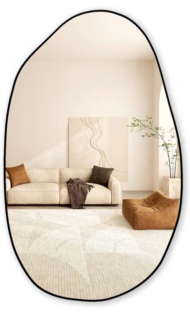 image for GOQELK Asymmetric Black Mirror- Irregular Decor Frameless Hanging 85 X 52 Cm