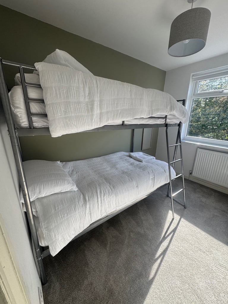 Modern Metal Bunk Bed with Mattresses - Virtually New, Used Once! (£327 new)