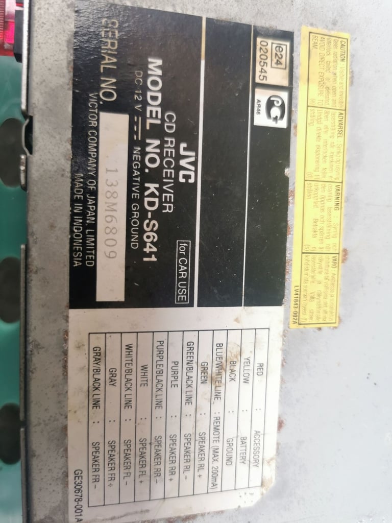 Car cd receiver stereo JVC 
