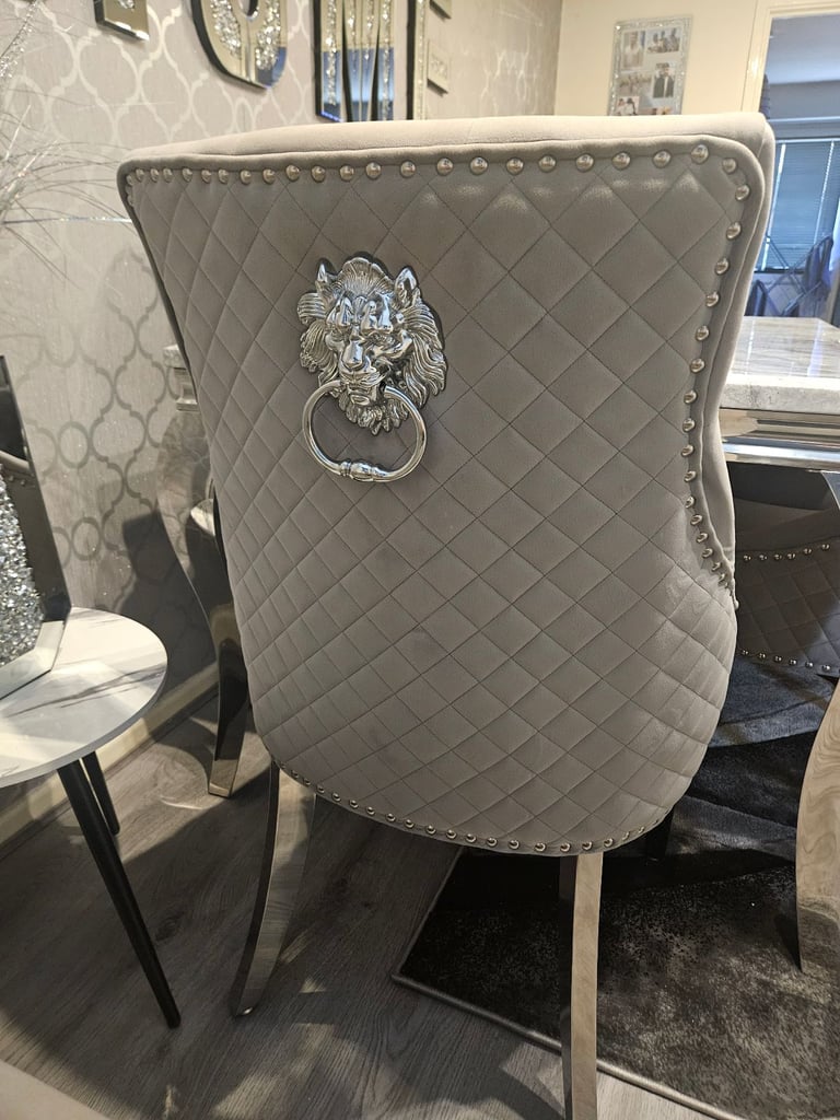 Marble dining table and 8 chairs