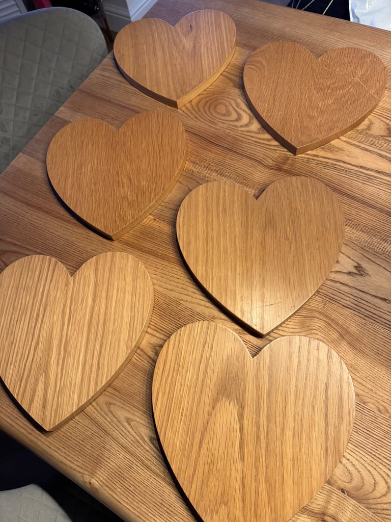 image for Solid oak heart shaped placemats