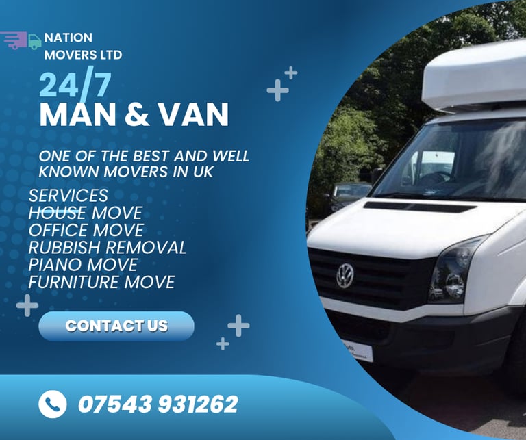 image for Man and Van 24/7 House Office Piano Movers Rubbish Disposal Ikea Delivery Packing Storage